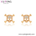 29760 xuping latest designs hot sale fashion skull shape gold diamond stud earring